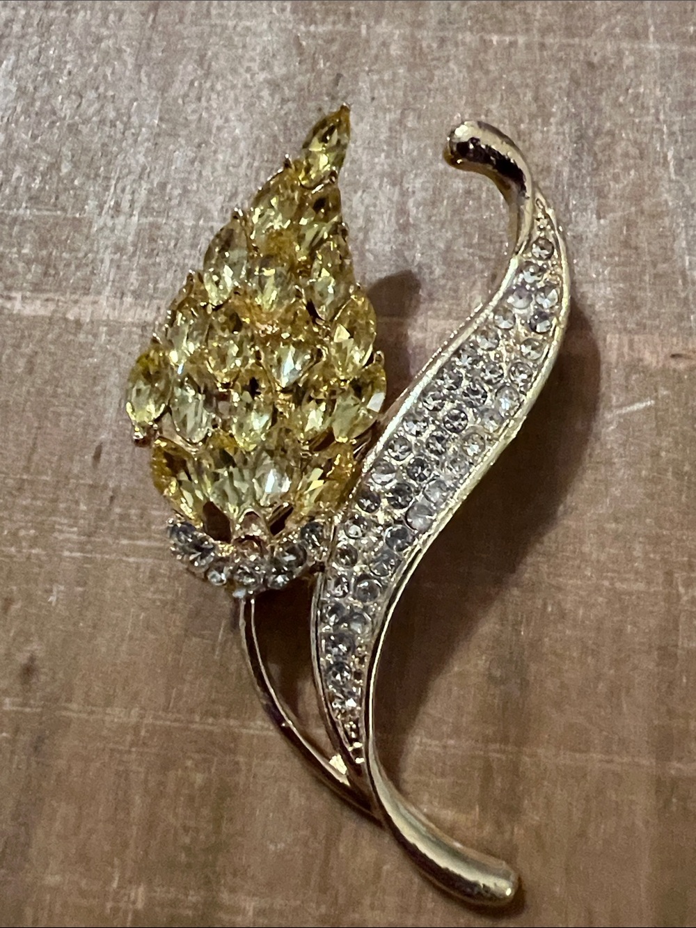 3/$18 Gold and Yellow Crystal Floral Brooch - Lot 429